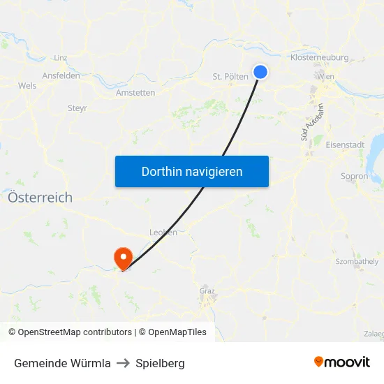 Gemeinde Würmla to Spielberg map