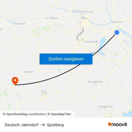 Deutsch Jahrndorf to Spielberg map