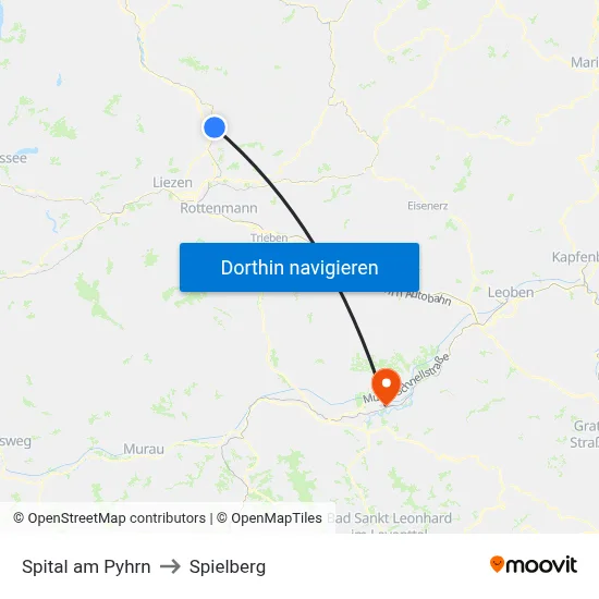 Spital am Pyhrn to Spielberg map