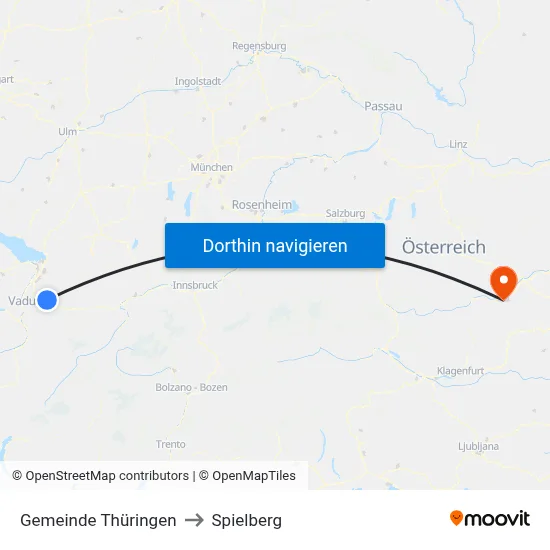 Gemeinde Thüringen to Spielberg map