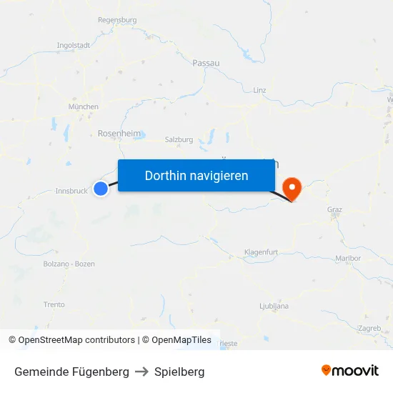 Gemeinde Fügenberg to Spielberg map