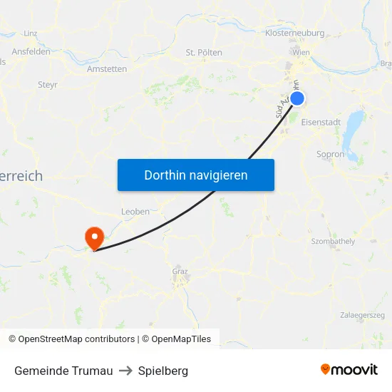 Gemeinde Trumau to Spielberg map