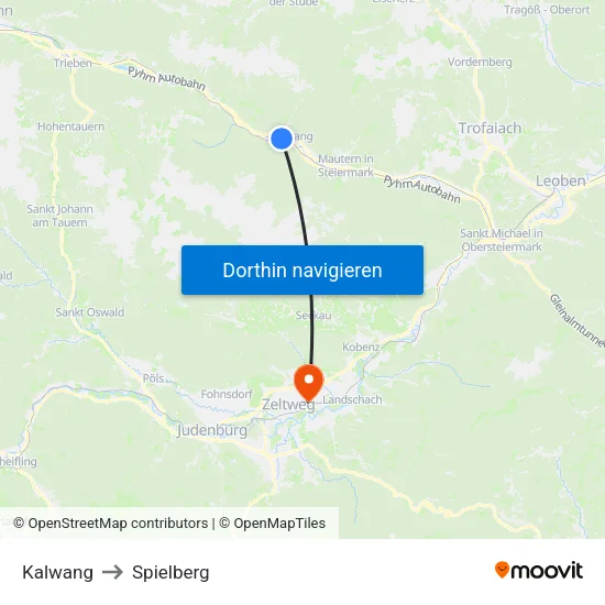 Kalwang to Spielberg map