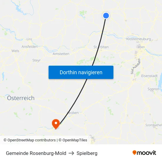 Gemeinde Rosenburg-Mold to Spielberg map