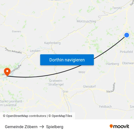 Gemeinde Zöbern to Spielberg map