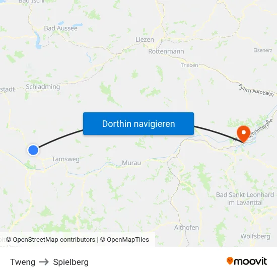 Tweng to Spielberg map