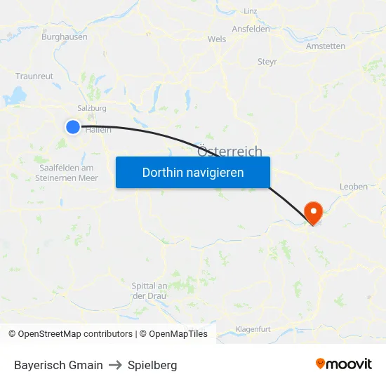 Bayerisch Gmain to Spielberg map