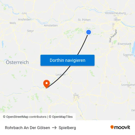 Rohrbach An Der Gölsen to Spielberg map