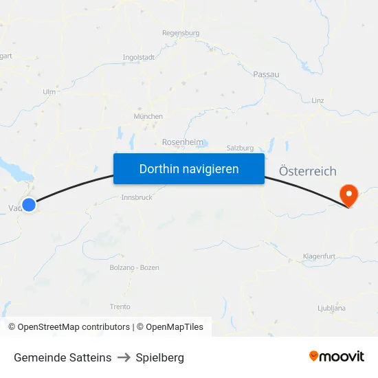 Gemeinde Satteins to Spielberg map