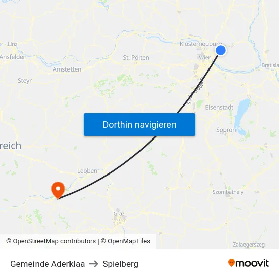 Gemeinde Aderklaa to Spielberg map
