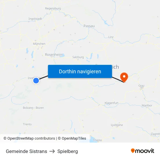 Gemeinde Sistrans to Spielberg map