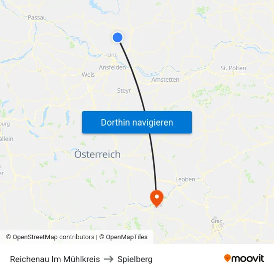 Reichenau Im Mühlkreis to Spielberg map