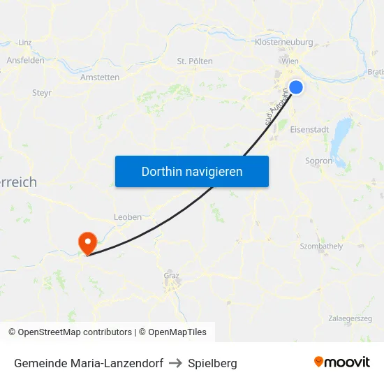 Gemeinde Maria-Lanzendorf to Spielberg map