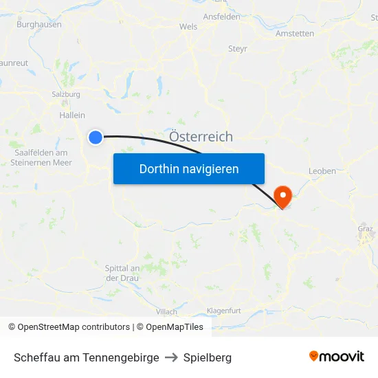 Scheffau am Tennengebirge to Spielberg map