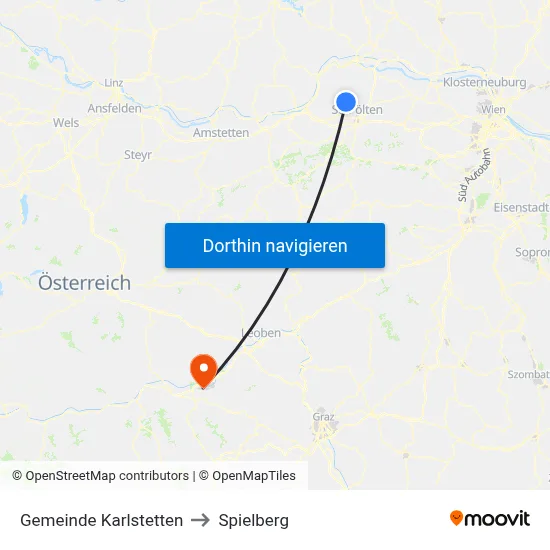Gemeinde Karlstetten to Spielberg map