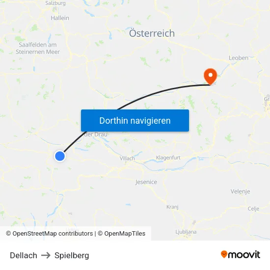Dellach to Spielberg map