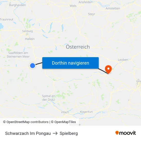 Schwarzach Im Pongau to Spielberg map