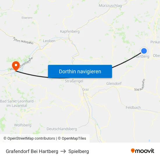 Grafendorf Bei Hartberg to Spielberg map