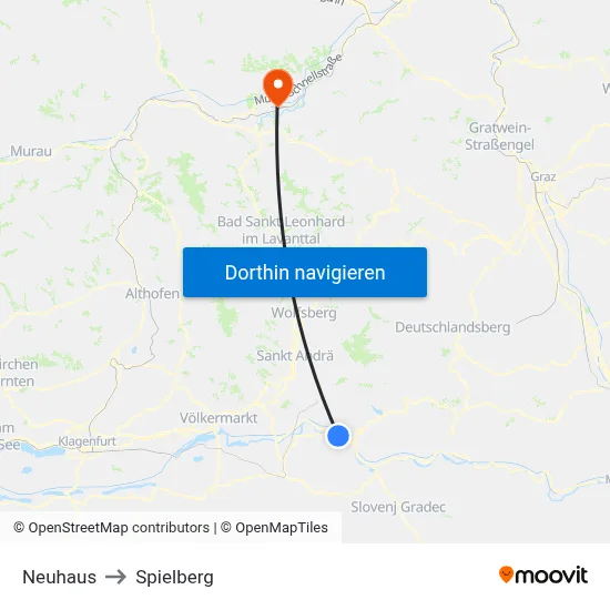 Neuhaus to Spielberg map