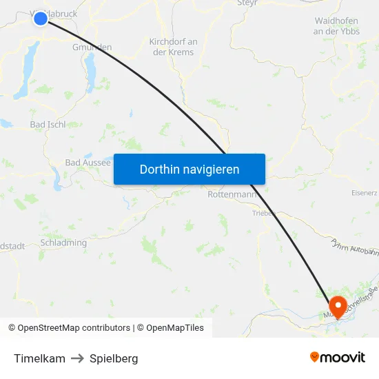 Timelkam to Spielberg map