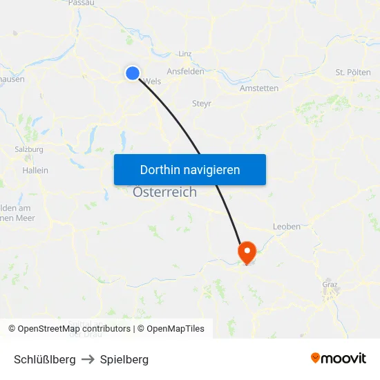 Schlüßlberg to Spielberg map