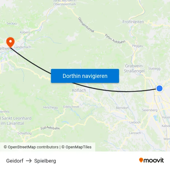 Geidorf to Spielberg map