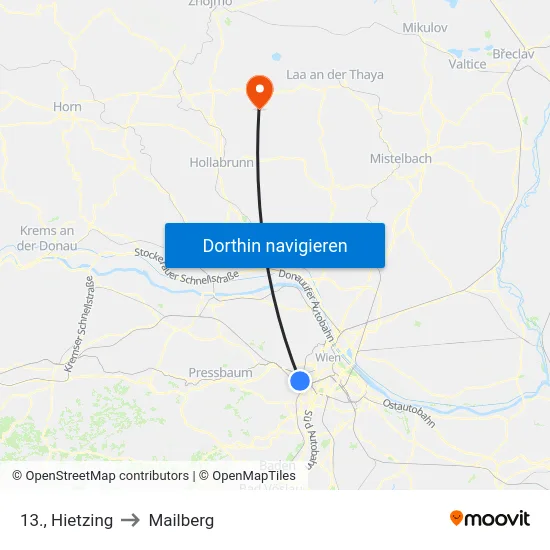 13., Hietzing to Mailberg map