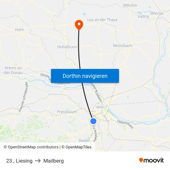 23., Liesing to Mailberg map