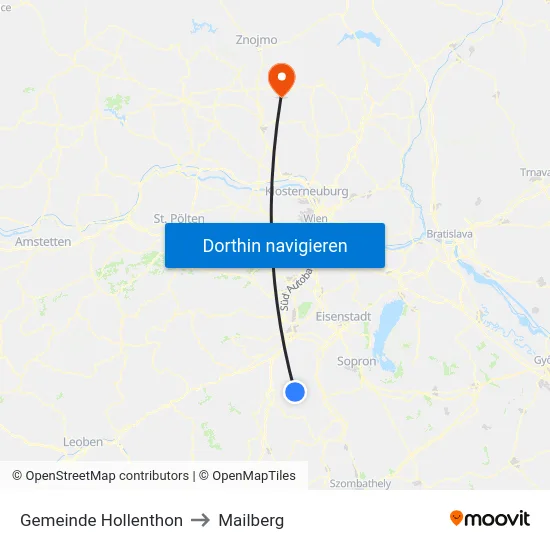 Gemeinde Hollenthon to Mailberg map