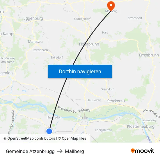 Gemeinde Atzenbrugg to Mailberg map