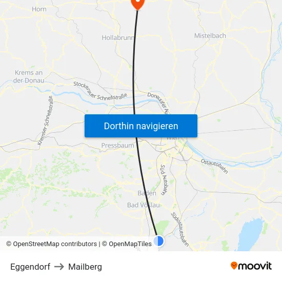 Eggendorf to Mailberg map