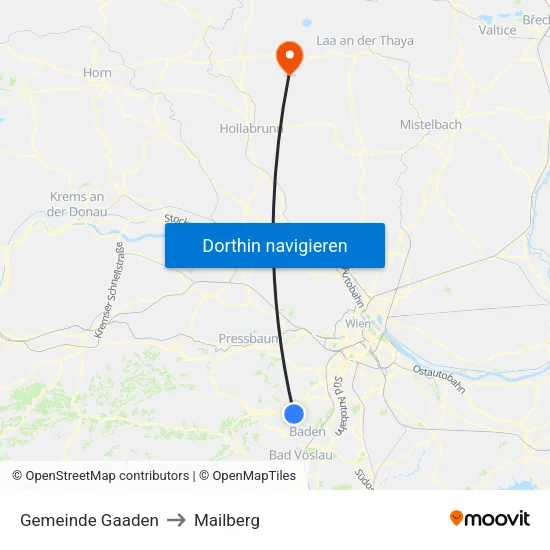 Gemeinde Gaaden to Mailberg map