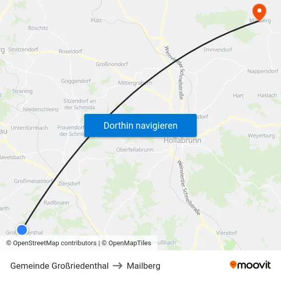 Gemeinde Großriedenthal to Mailberg map