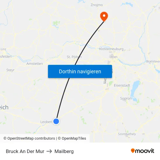 Bruck An Der Mur to Mailberg map