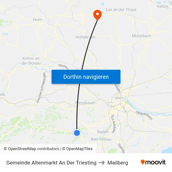 Gemeinde Altenmarkt An Der Triesting to Mailberg map