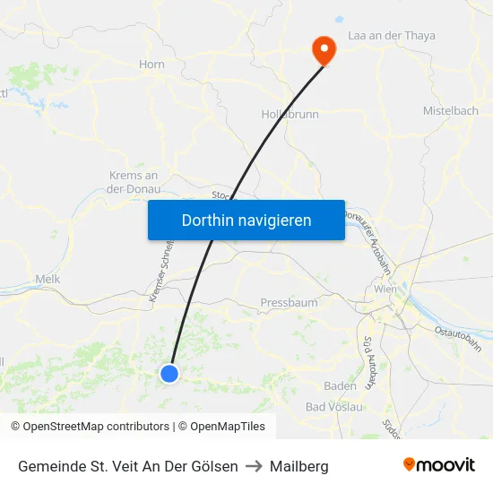 Gemeinde St. Veit An Der Gölsen to Mailberg map
