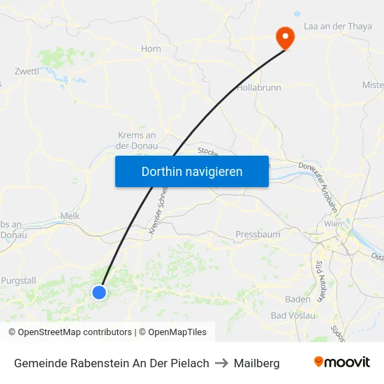 Gemeinde Rabenstein An Der Pielach to Mailberg map