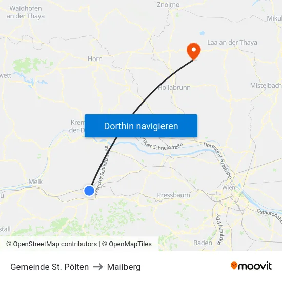 Gemeinde St. Pölten to Mailberg map