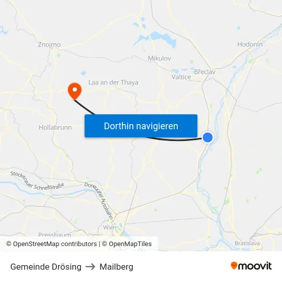 Gemeinde Drösing to Mailberg map