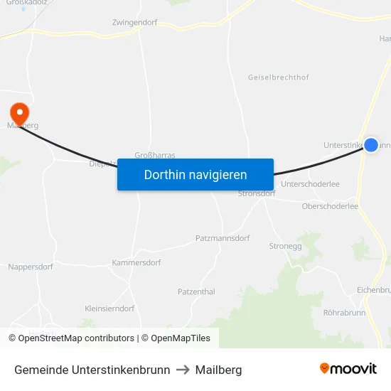 Gemeinde Unterstinkenbrunn to Mailberg map