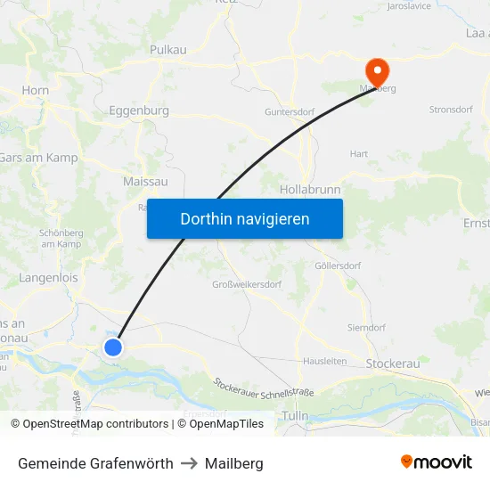 Gemeinde Grafenwörth to Mailberg map