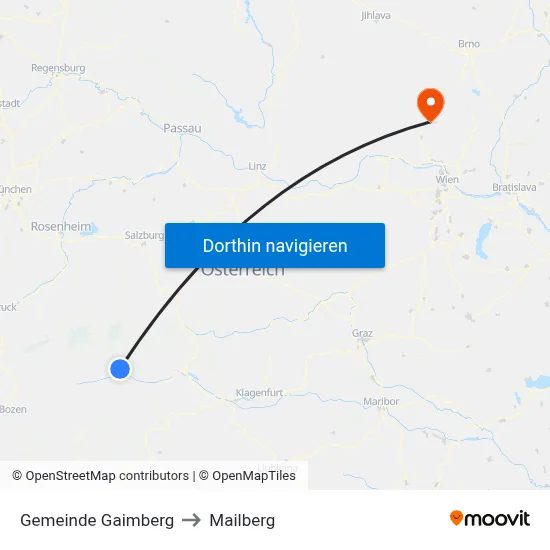 Gemeinde Gaimberg to Mailberg map