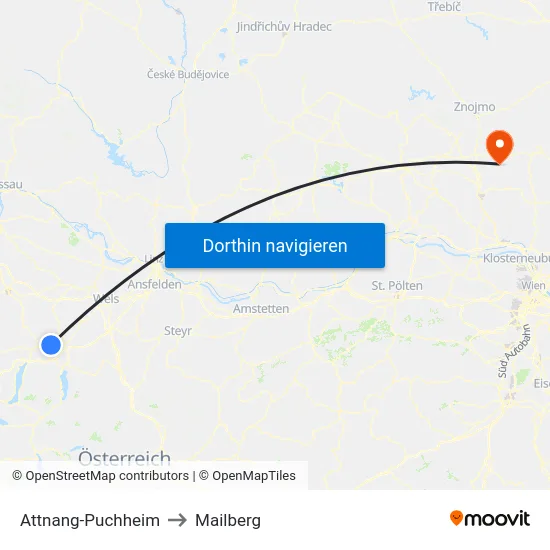 Attnang-Puchheim to Mailberg map