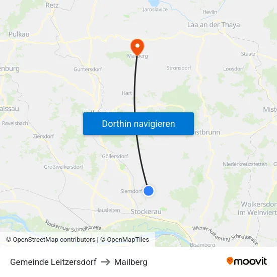 Gemeinde Leitzersdorf to Mailberg map
