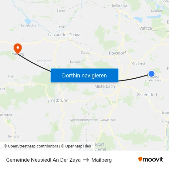 Gemeinde Neusiedl An Der Zaya to Mailberg map