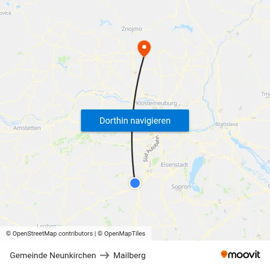 Gemeinde Neunkirchen to Mailberg map