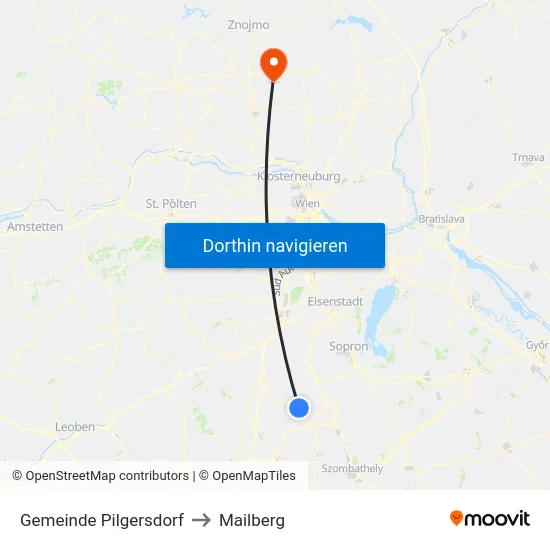 Gemeinde Pilgersdorf to Mailberg map