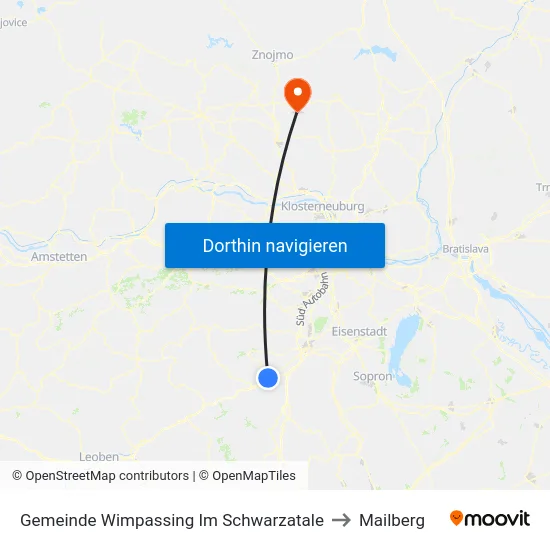 Gemeinde Wimpassing Im Schwarzatale to Mailberg map