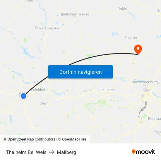 Thalheim Bei Wels to Mailberg map