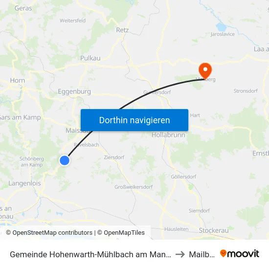 Gemeinde Hohenwarth-Mühlbach am Manhartsberg to Mailberg map